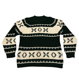 Vintage Knitted Green Printed Pullover Sweater Xoxo
